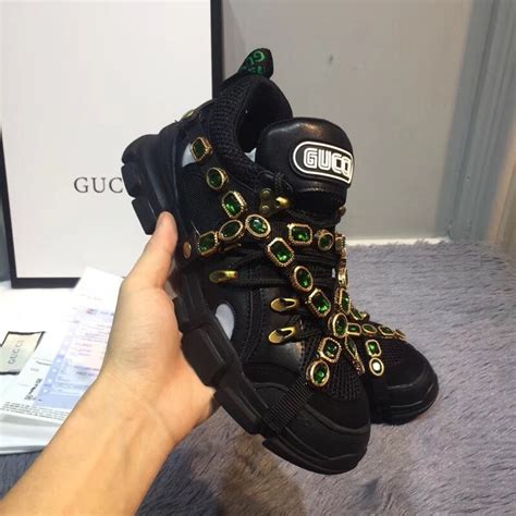 gucci ace sneaker with crystals replica|gucci flashtrek with crystals white.